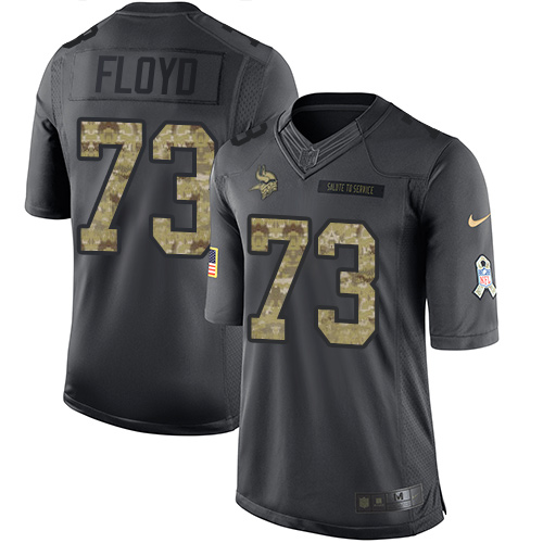 Men's Limited Sharrif Floyd Nike Jersey Black - #73 2016 Salute to Service NFL Minnesota Vikings